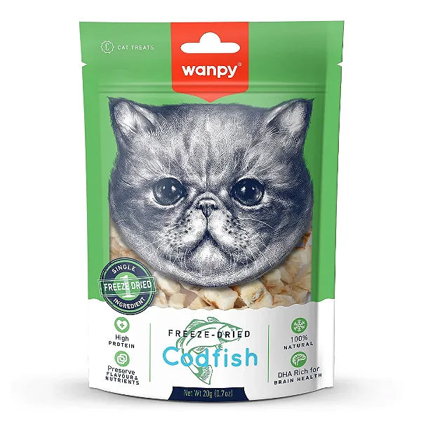 PETISCO PARA GATO WANPY FREEZE DRIED BACALHAU 20G