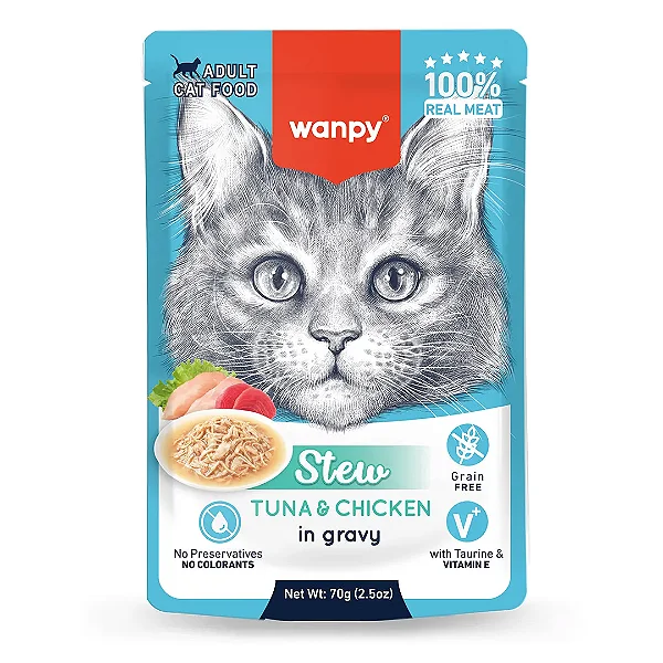 Petisco Para Gato Wanpy Sachê Stew de Atum e Frango 70g