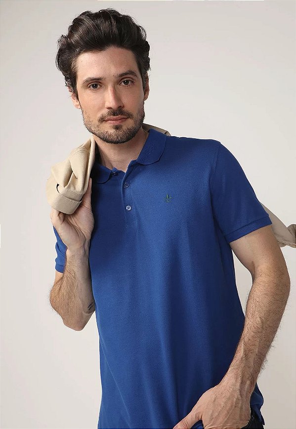 POLO MC ESSENTIALS ALGODAO  AZUL ESCURO