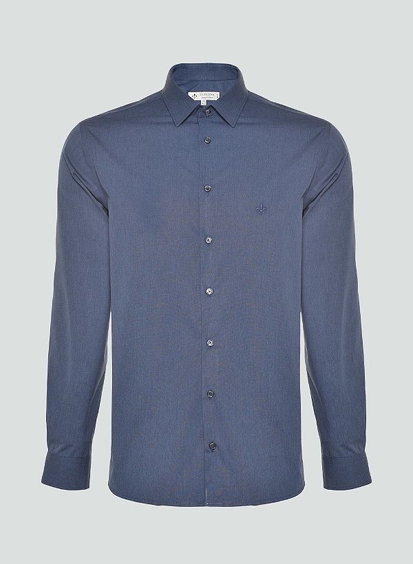CAMISA ML SLIM MELANGE AZUL MARINHO DUDALINA