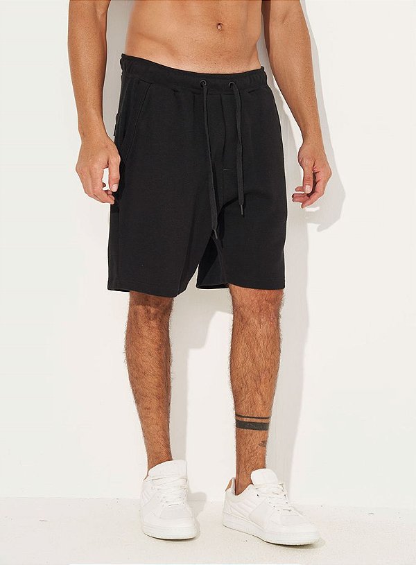 BERMUDA MOLETOM PRETO/MESCLA COLCCI