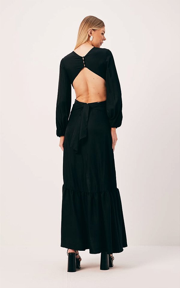 VESTIDO COM COSTAS ABERTA E AMARRACAO FRONTAL DIMY