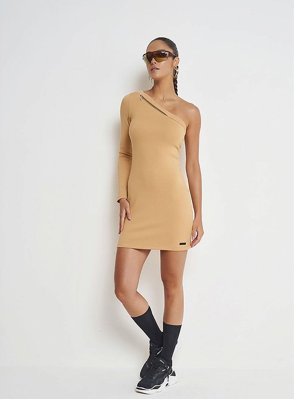 VESTIDO ASSIMÉTRICO BEGE BEAR COLCCI