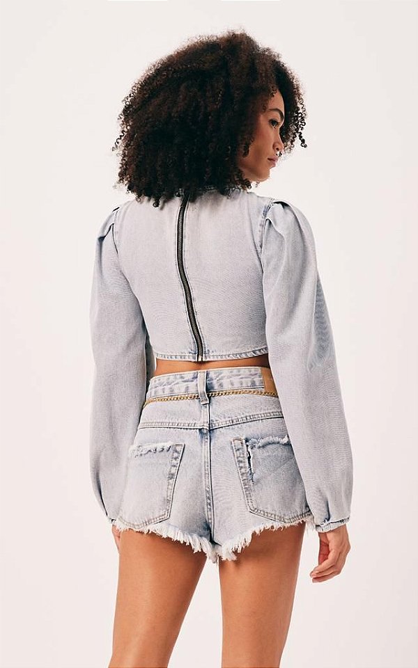 SHORTS ZENDAYA CINTURA BAIXA COM LAVANDERIA DIMY