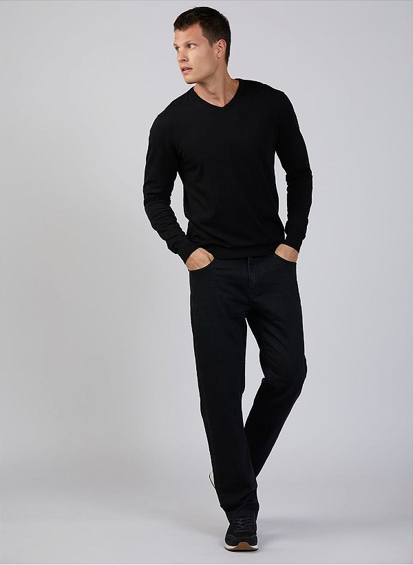 TRICOT  ESSENTIALS GOLA V PRETO DUDALINA