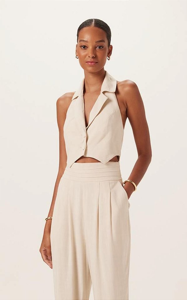 BLUSA COLETE FRENTE UNICA-BEGE AVELA - DIMY
