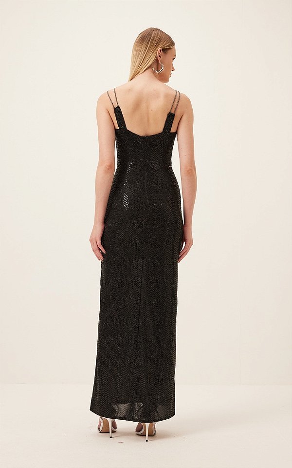 VESTIDO LONGO COCKTAIL COM FENDA DIMY