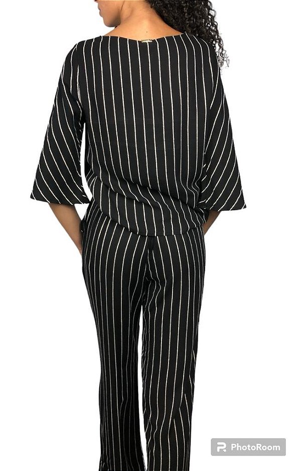 CALCA PIJAMA ESTAMPADA PRETO/OFF-WHITE - DIMY