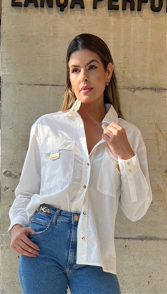 CAMISA ALONGADA COM METAL LANÇA PERFUME