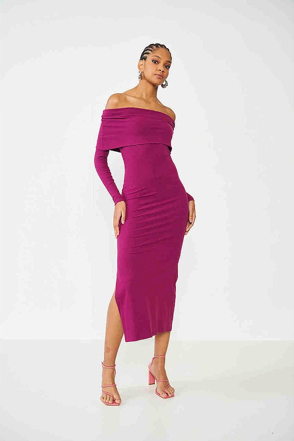 VESTIDO CANELADO  BORDO GAUDI