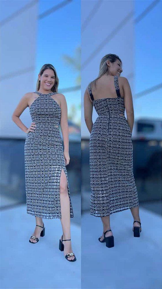 VESTIDO SUPERMIDI COM FENDA E CUTOUT DIMY