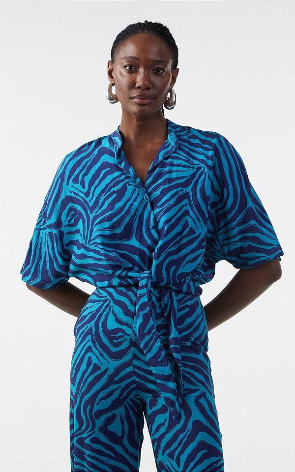 CAMISA COM AMARRACAO NA FRENTE ZEBRA DIMY