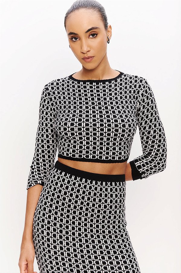 BLUSA CROPPED TRICOT MONOGRAMA DIMY BLT32397