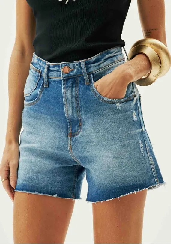 BERMUDA JEANS MOM HIGH  LANÇA PERFUME