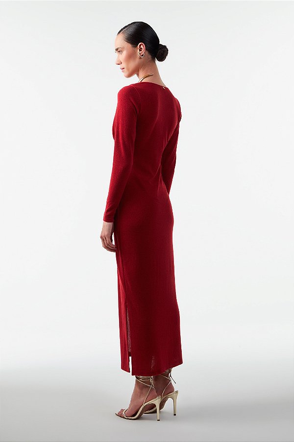VESTIDO SLIM HIPER MIDI COM GOLA DIMY