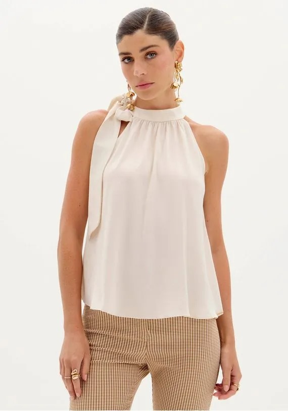 BLUSA SEM MANGAS COM AMARRACAO LANÇA PERFUME