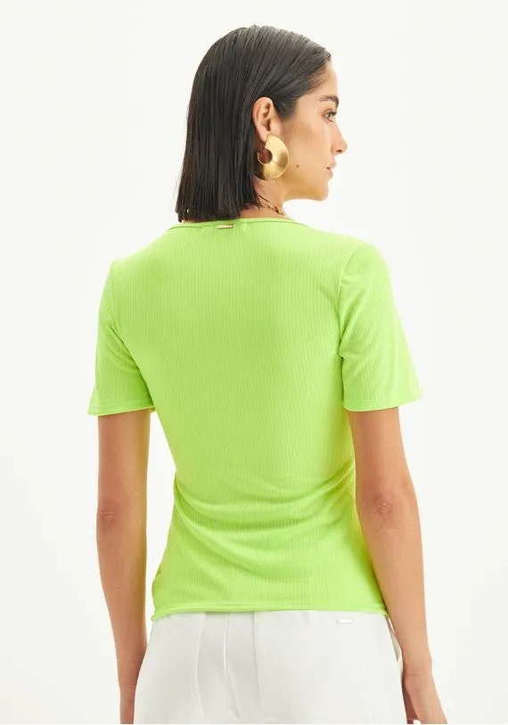 BLUSA DECOTE V MANGA CURTA OFF WHITE LANÇA PERFUME