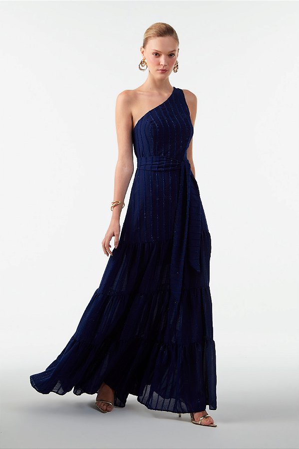 VESTIDO UM OMBRO SO COM FAIXA DIMY
