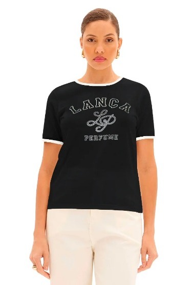 T-SHIRT CURTA ESTAMPA LANÇA PERFUME