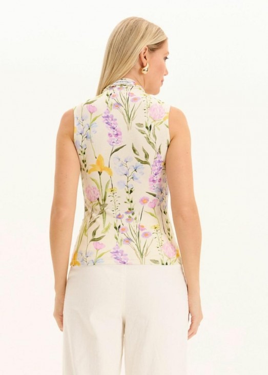 BLUSA CANELADA SEM MANGAS ESTAMPADA LANÇA PERFUME
