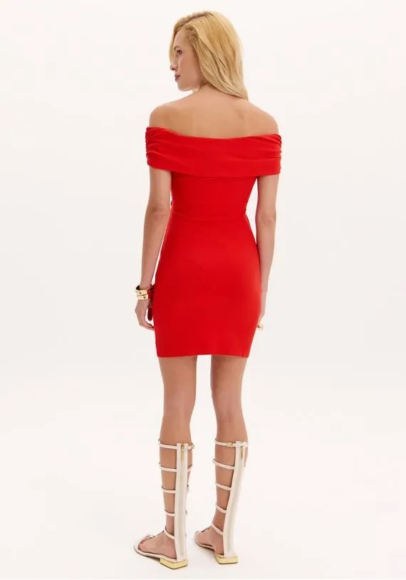 VESTIDO CANELADO OMBRO  LANÇA PERFUME