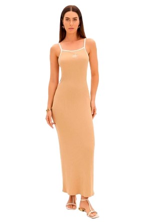 VESTIDO CANELADO COM CUT OFF
