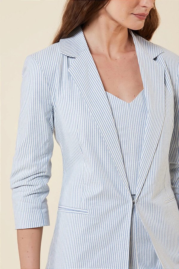 BLAZER LISTRAS FINAS AZULEJO / CREME MY PLACE