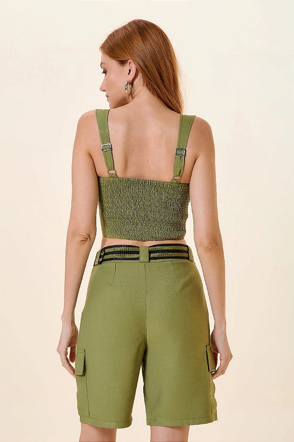 TOP CROPPED ALCAS PESPONTADAS VERDE MY PLACE