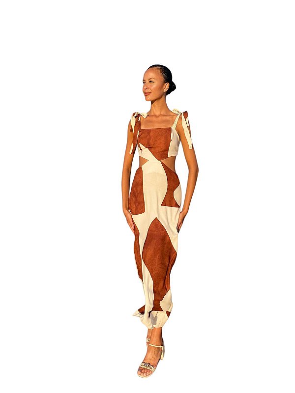 VESTIDO COM AMARRACAO ESTAMPADO LANÇA PERFUME