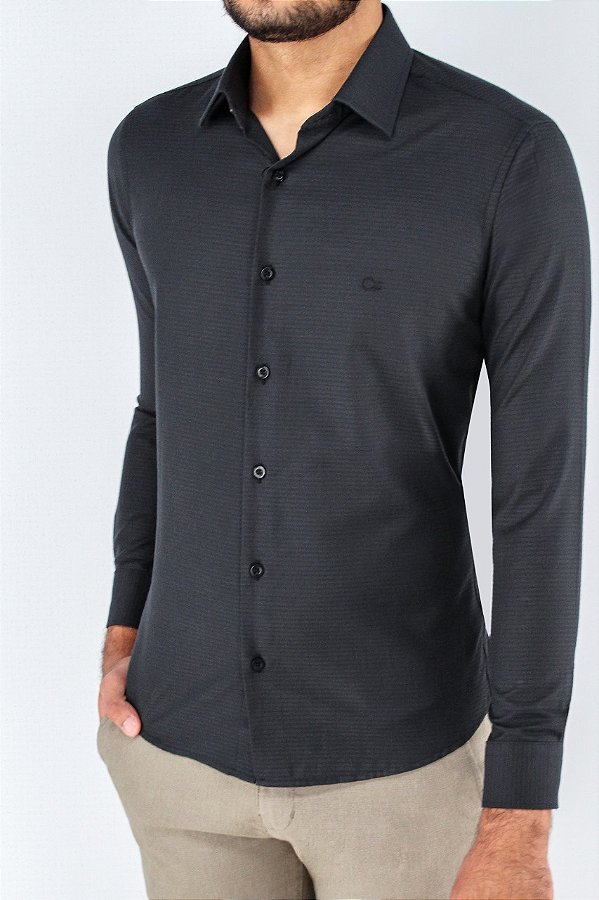 CAMISA ML CASUAL SLIM MAQ. LISA OGOCHI PRETO