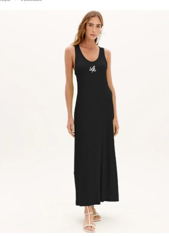 VESTIDO CANELADO SUPER MIDI PRETO LANÇA PERFUME