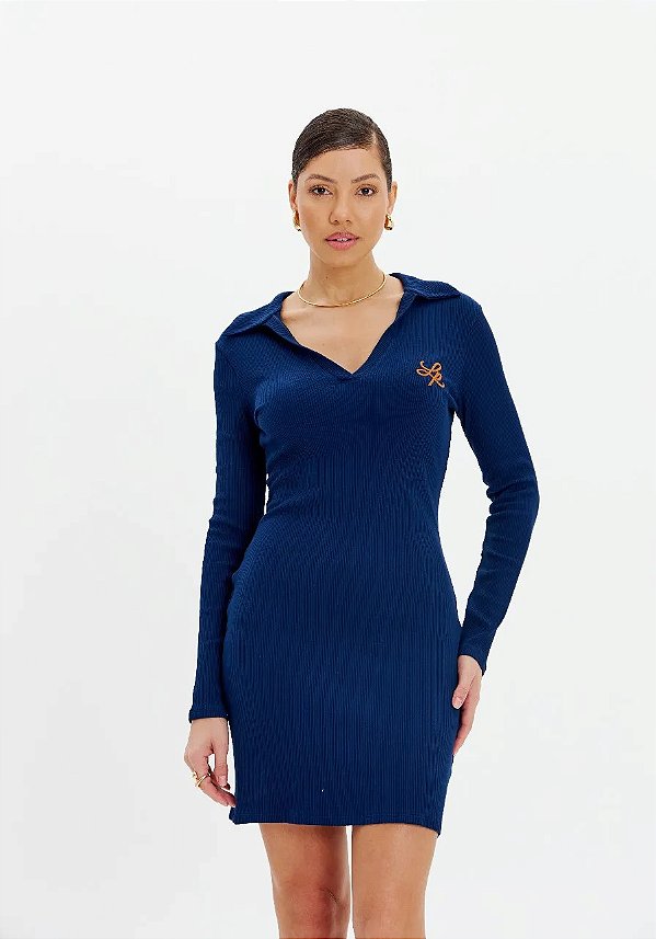 VESTIDO CURTO GOLA M/L - LANÇA PERFUME