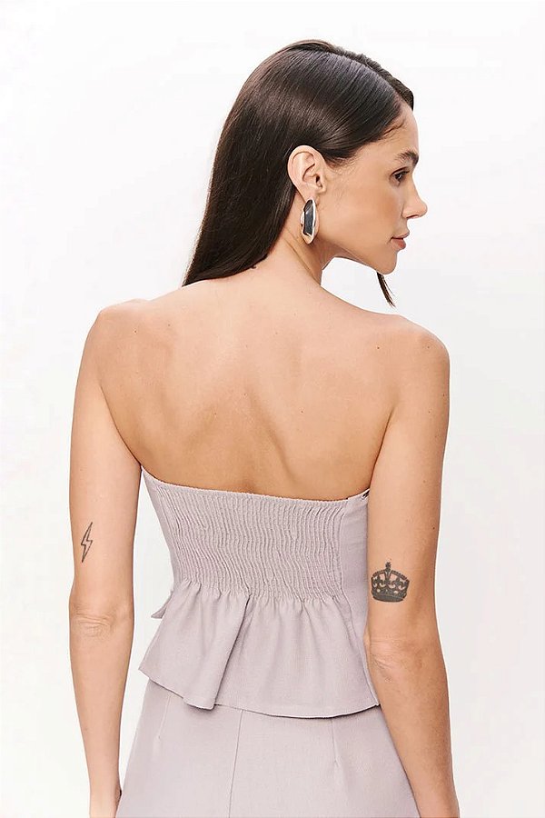 BLUSA ALFAIATARIA SEM ALCAS CINZA NEVOA - DIMY