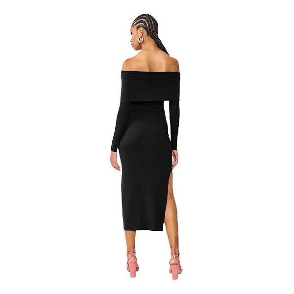 VESTIDO CANELADO  PRETO COLCCI 0440113431