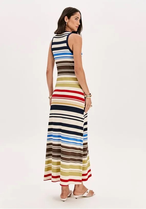 VESTIDO CANELADO SUPER MIDI SEM MANGA LANÇA PERFUME