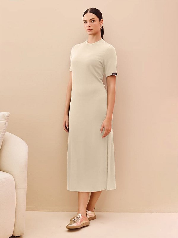VESTIDO-DRESS COM FENDA DIMY PRETO