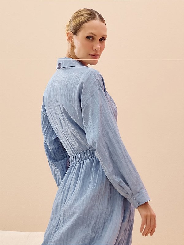 CAMISA FLUIDA - DE POLIESTER AZUL AURA - DIMY