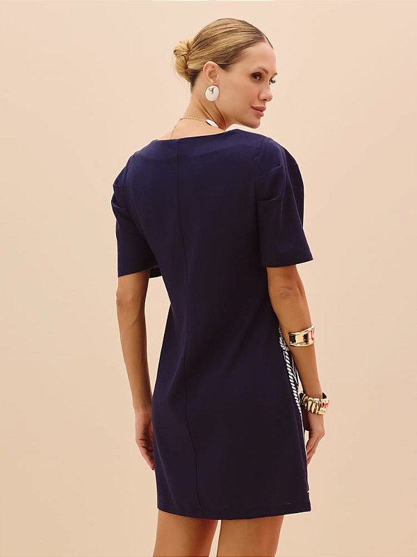 VESTIDO MANGA CURTA AZUL MIDNIGHT DIMY