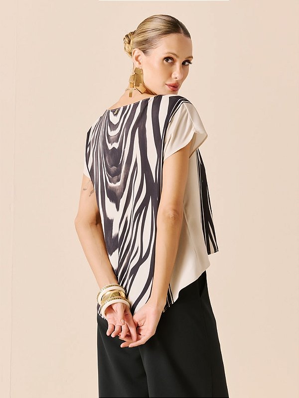 BLUSA FEMININA MULLET -. ZEBRA AQUARELADA DIMY