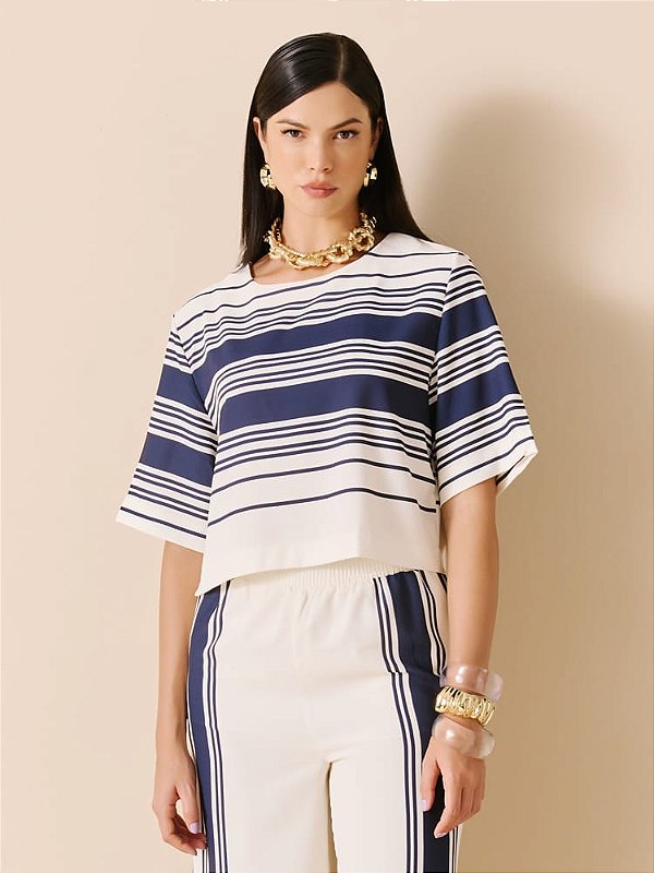 BLUSA LISTRA MONOGRAMA LISTRAS AZUL MIDNIGHT - DIMY
