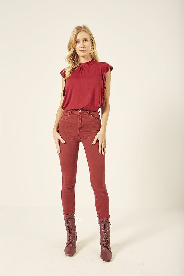CALÇA KIM SKINNY VINHO CAL25613 DIMY