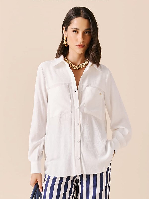 CAMISA MANGA LONGA  DE VISCOSE OFF-WHITE DIMY