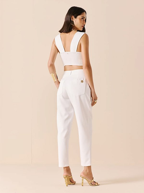 CONJUNTO TOP E CALCA DE ALFAIATARIA OFF-WHITE - DIMY