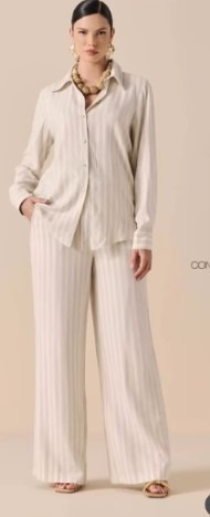 CAMISA LISTRA CRU/OFF/DOURADO - DIMY