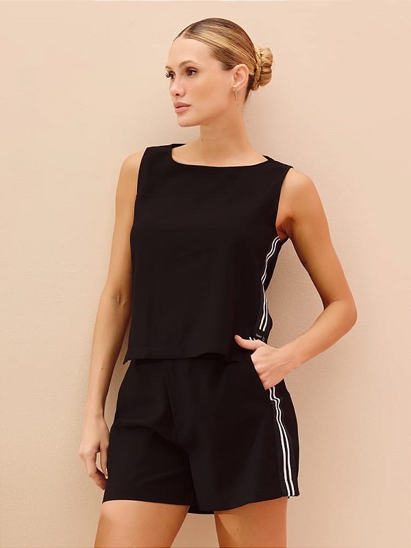 SHORT PRETO  LISTRA LATERAL- DIMY
