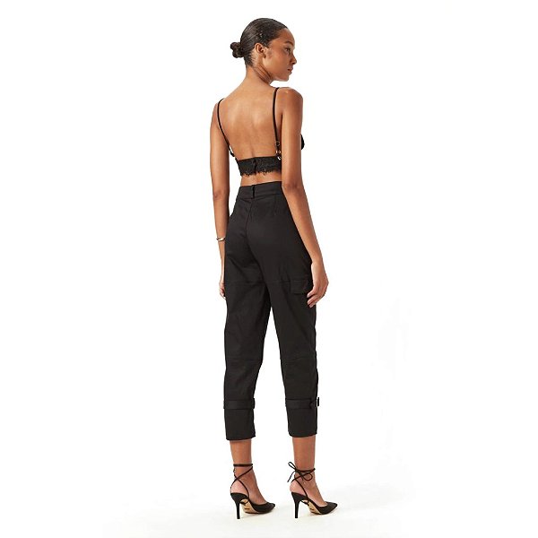 CALCA CARGO ALFAIATARIA COM METAL PRETO -DIMY