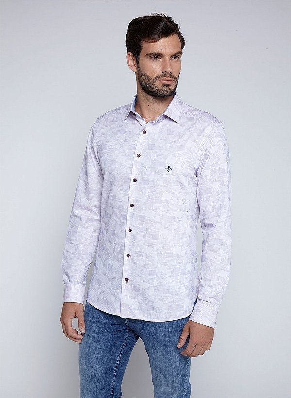 CAMISA ML COMFORT JACQUARD ROXO CLARO DUDALINA
