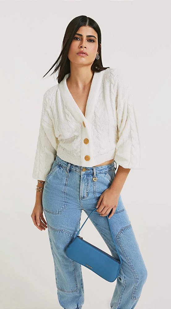 CARDIGAN TRICOT COM BOTOES MORENA ROSA