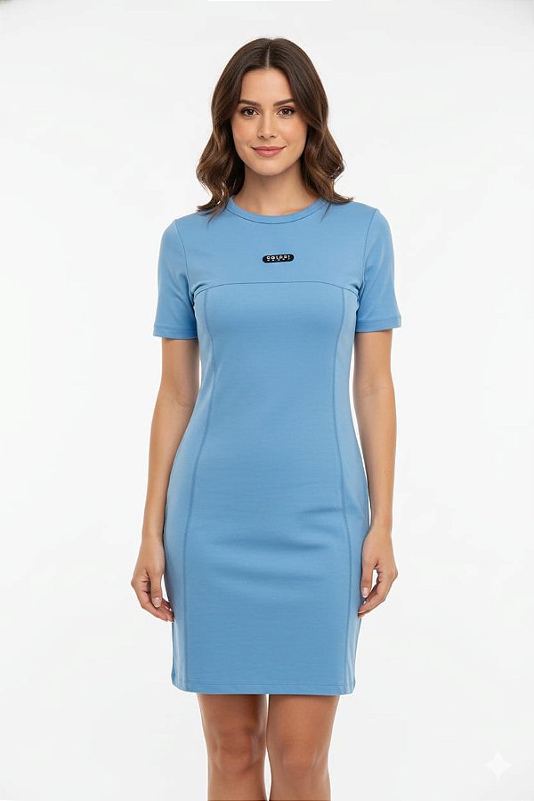 VESTIDO CANELADO AZUL ATOMIC BLUE COLCCI