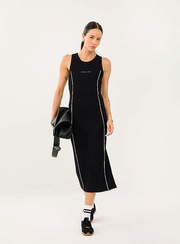 VESTIDO CANELADO  PRETO PACE